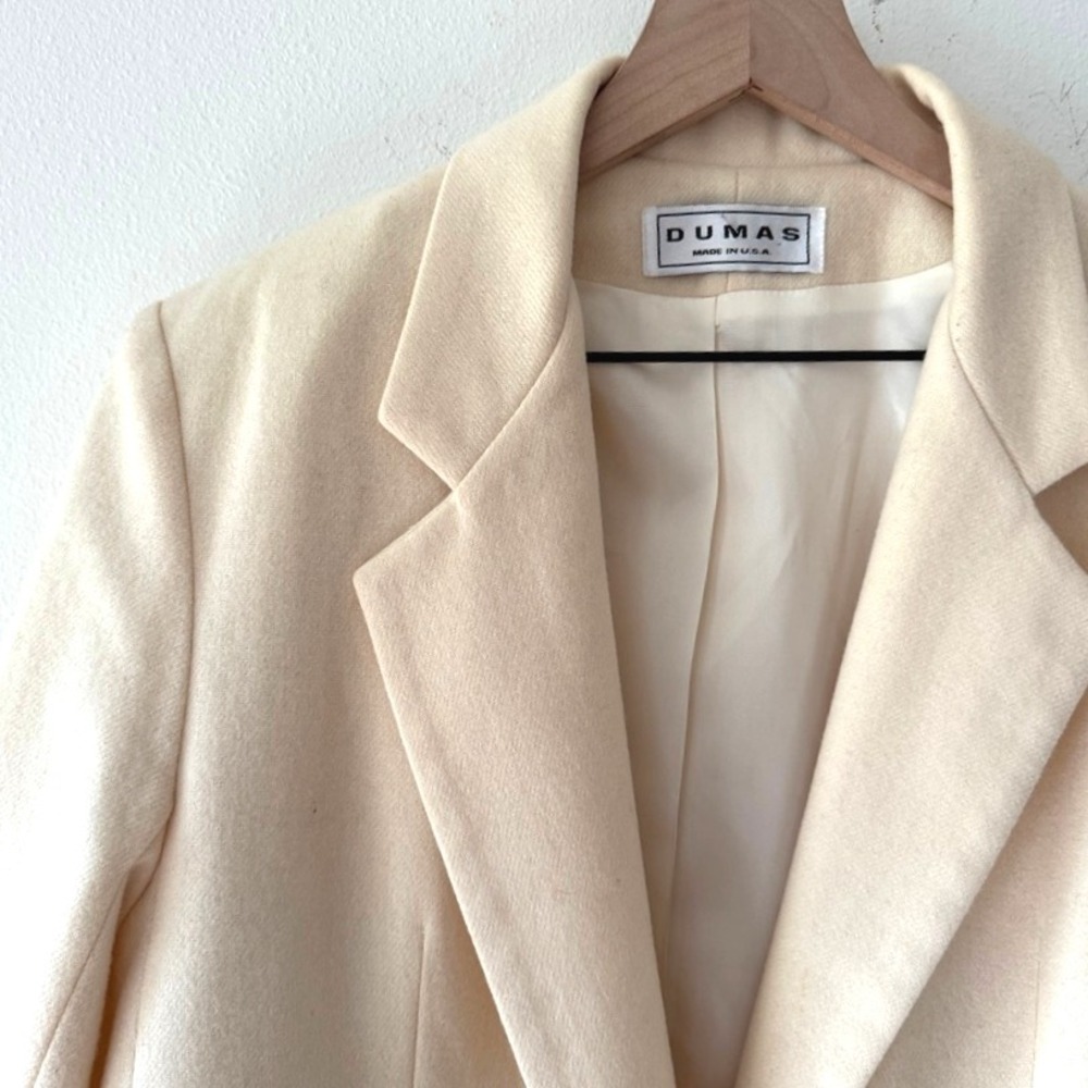 Vintage Dumas Cream Wool Blazer Made‎ in USA Minimalist Size 10